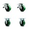 Service Caster 5 Inch Green Poly on Cast Iron Caster Set with Roller Bearings 2 Brakes 2 Rigid SCC-TTL30S520-PUR-GB-2-R-2 - alternate 1